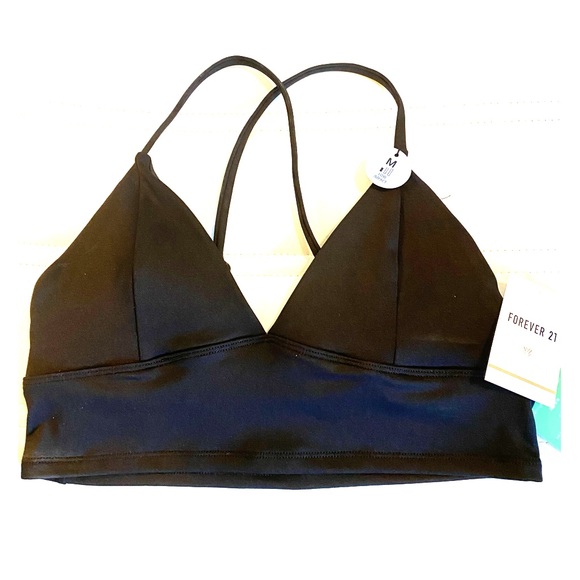 Forever 21 Other - Forever 21 Black V Neck Cross Back Sports Bra